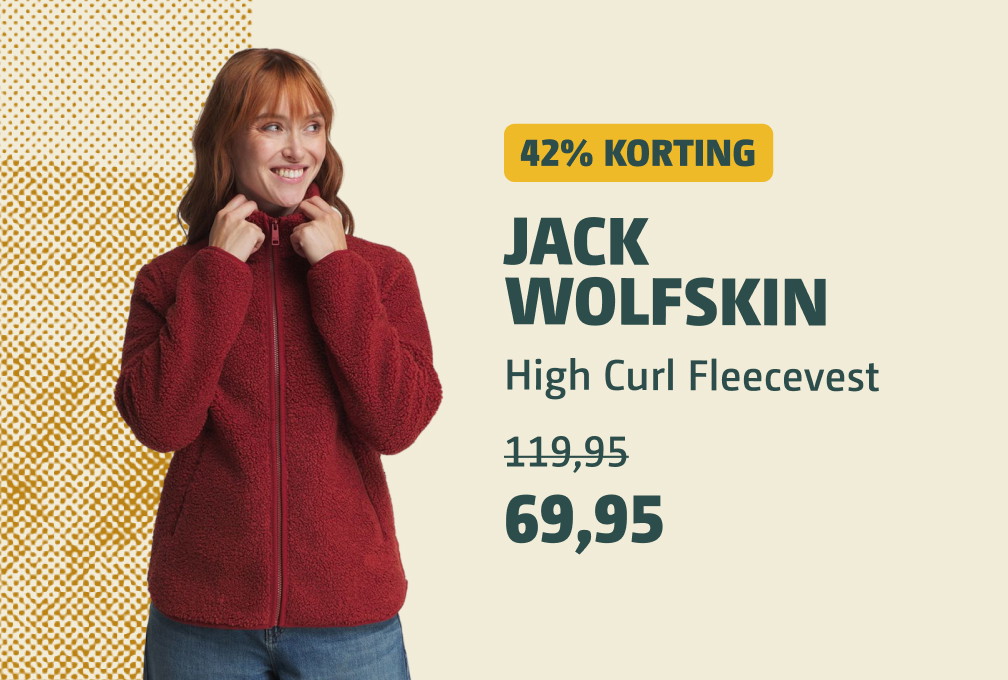 jack wolfskin high curl fleecevest met korting dames