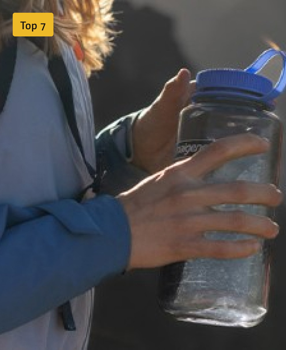 vrouw met waterfles in haar hand